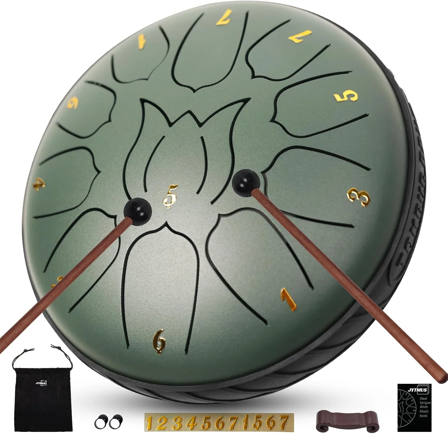 درام زبانی فولادی 11 نت 6 اینچی با کیف، کتاب موسیقی، چکش های درام، نگهدارنده چکش، پیک های انگشتی و برچسب ها، درام فولادی برای یوگا، مدیتیشن، آموزش دوران بارداری