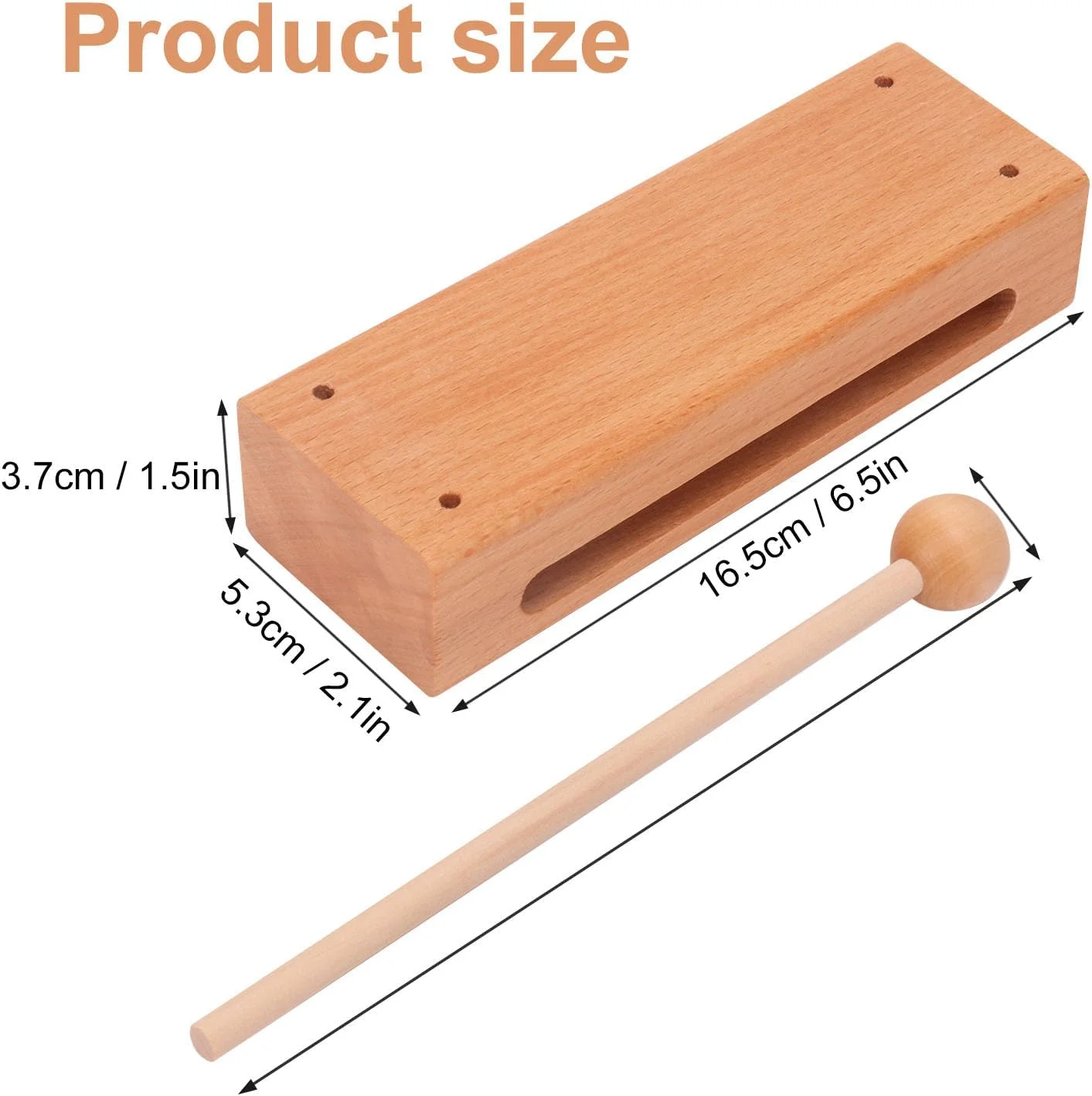 دو عدد بلوک ریتم چوبی جامد با چکش - ساز کوبه ای بادوام، مناسب برای بلوک چوبی موسیقی برای بزرگسالان - ساز کوبه ای دستی همه کاره با رزونانس آکوستیک طبیعی