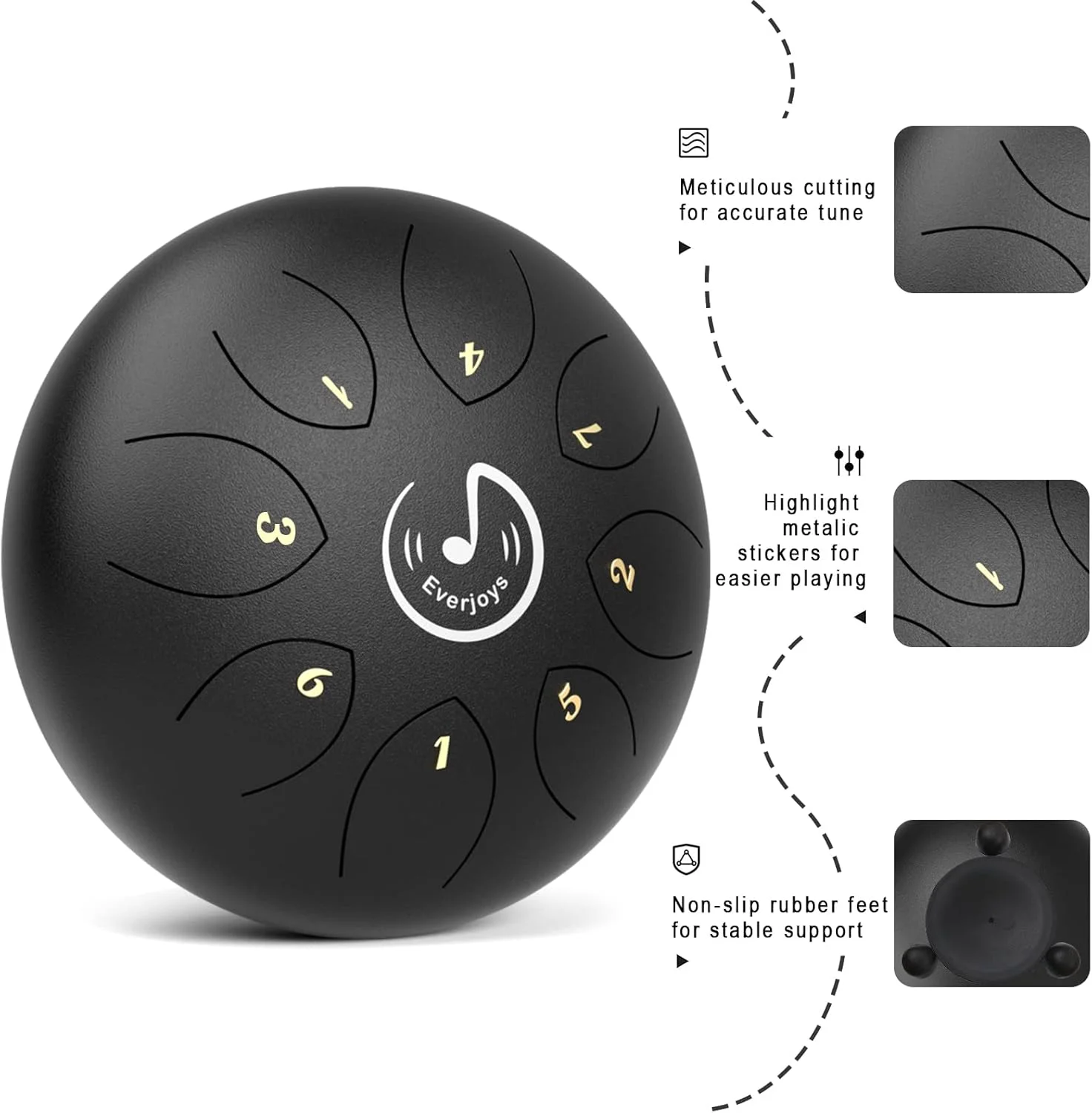 درام زبانی فولادی برای فضای باز - درام هشت نت ۶ اینچی، ساز کوبه ای هندپن به همراه کیف، کتاب موسیقی، چکش و انگشتانه برای مدیتیشن، شفابخشی، کنسرت و یوگا (مشکی) درام زبانی فولادی برای فضای باز - درام هشت نت ۶ اینچی، ساز کوبه ای هندپن به همراه کیف، کتاب موسیقی، چکش و انگشتانه برای مدیتیشن، شفابخشی، کنسرت و یوگا (مشکی)