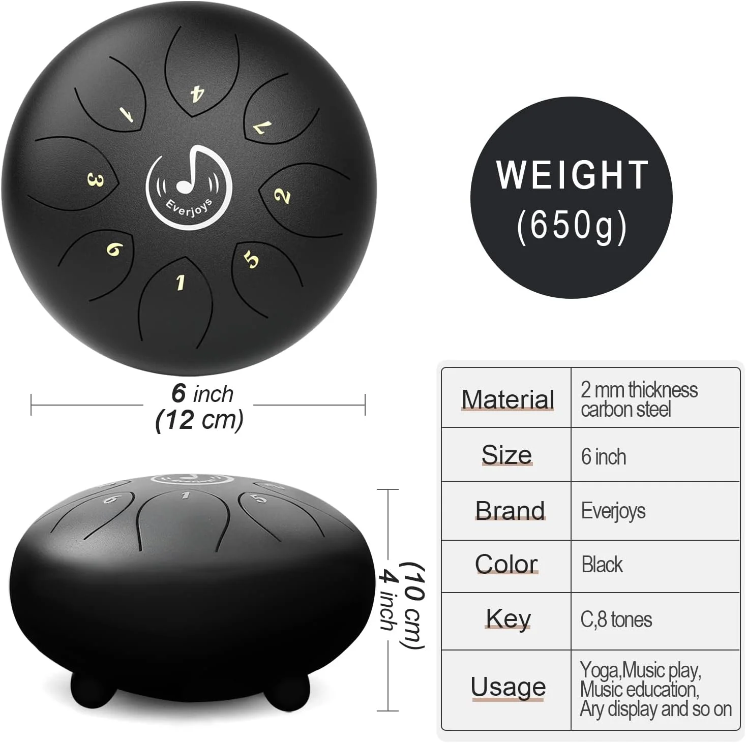 درام زبانی فولادی برای فضای باز - درام هشت نت ۶ اینچی، ساز کوبه ای هندپن به همراه کیف، کتاب موسیقی، چکش و انگشتانه برای مدیتیشن، شفابخشی، کنسرت و یوگا (مشکی) درام زبانی فولادی برای فضای باز - درام هشت نت ۶ اینچی، ساز کوبه ای هندپن به همراه کیف، کتاب موسیقی، چکش و انگشتانه برای مدیتیشن، شفابخشی، کنسرت و یوگا (مشکی)