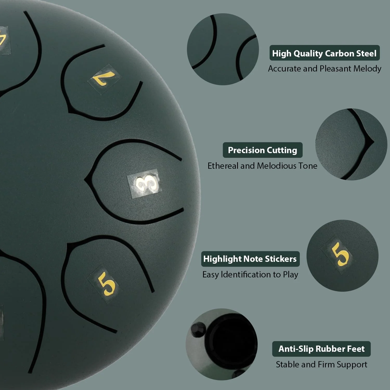 طبل بارانی - طبل باران 8 نت 6 اینچی برای باغ بیرونی، به همراه کیف، کتاب موسیقی، چوب طبل، نگهدارنده چکش و پدال های انگشتی، طبل زبانی فولادی برای هدایا آموزش یوگا (سبز) طبل بارانی - طبل باران 8 نت 6 اینچی برای باغ بیرونی، به همراه کیف، کتاب موسیقی، چوب طبل، نگهدارنده چکش و پدال های انگشتی، طبل زبانی فولادی برای هدایا آموزش یوگا (سبز)