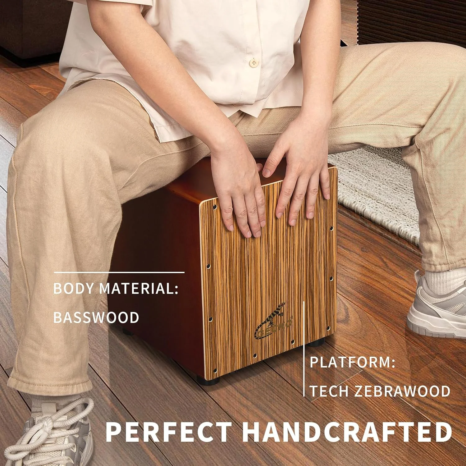 مجموعه جعبه درام کاخن GECKO – شامل سایز مسافرتی با کیف + سایز جمع و جور با سیم گیتار قابل تنظیم بدون ابزار – کیت کوبه ای قابل حمل برای مبتدیان و حرفه ای ها