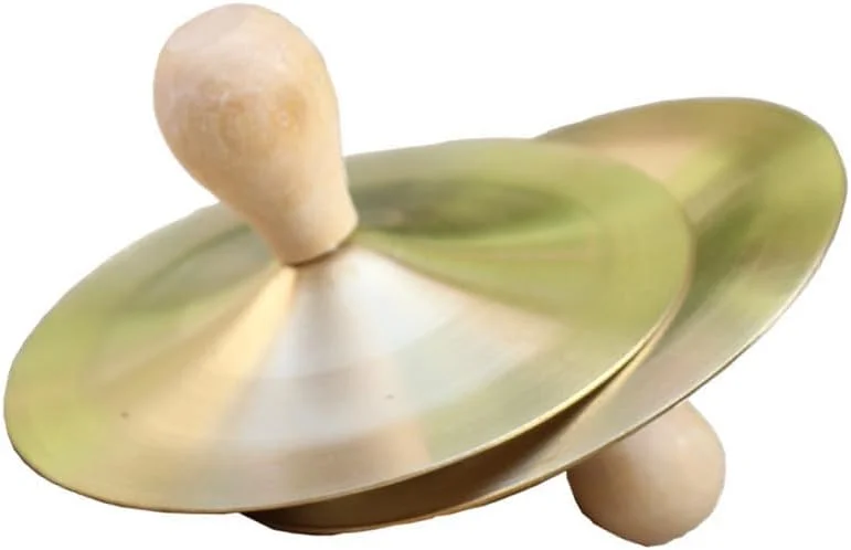 یک جفت سنج دستی، سنج های مارش، سنج های انگشتی 9 سانتی متری فلزی طلایی با ساز کوبه ای گروهی برای بزرگسالان، کودکان، مهمانی