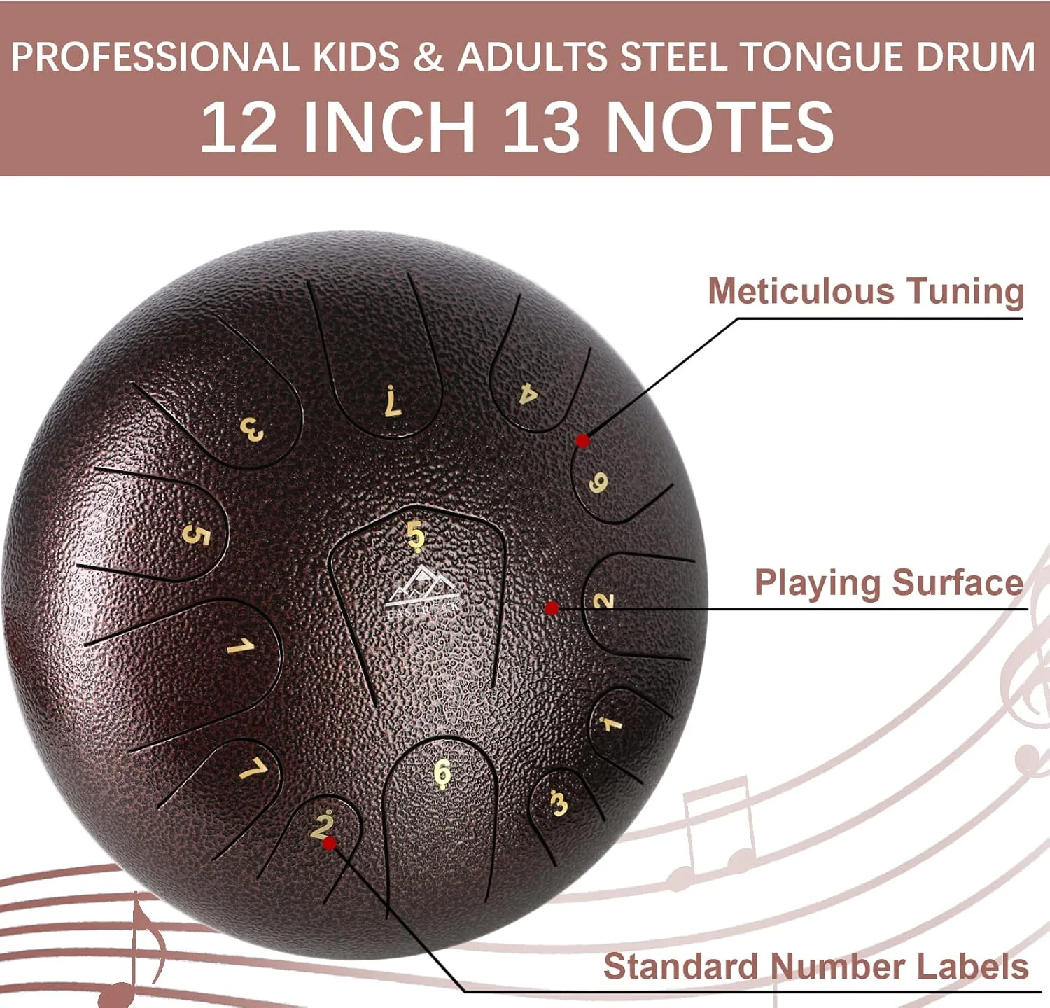 درام زبانی فولادی EASTROCK، 13 نت، 12 اینچ، ساز کوبه ای، درام هندپن کلید C برای مدیتیشن، سرگرمی، کنسرت، یوگا با کیف حمل، چکش ها، کتاب موسیقی (قهوه ای) درام زبانی فولادی EASTROCK، 13 نت، 12 اینچ، ساز کوبه ای، درام هندپن کلید C برای مدیتیشن، سرگرمی، کنسرت، یوگا با کیف حمل، چکش ها، کتاب موسیقی (قهوه ای)