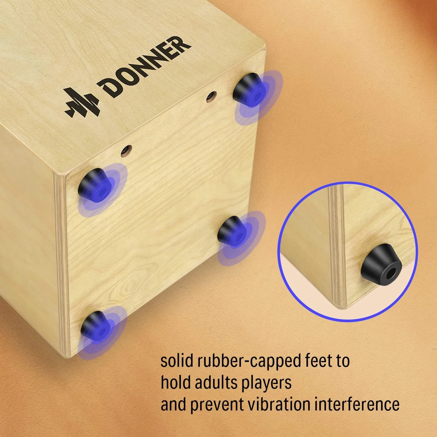 کاخن جعبه ای Donner، ساز کوبه ای سایز کامل با سیم، جعبه ضربه ای چوب توس، کاخن جم با کوله پشتی بند دوتایی قابل تنظیم DCD-1