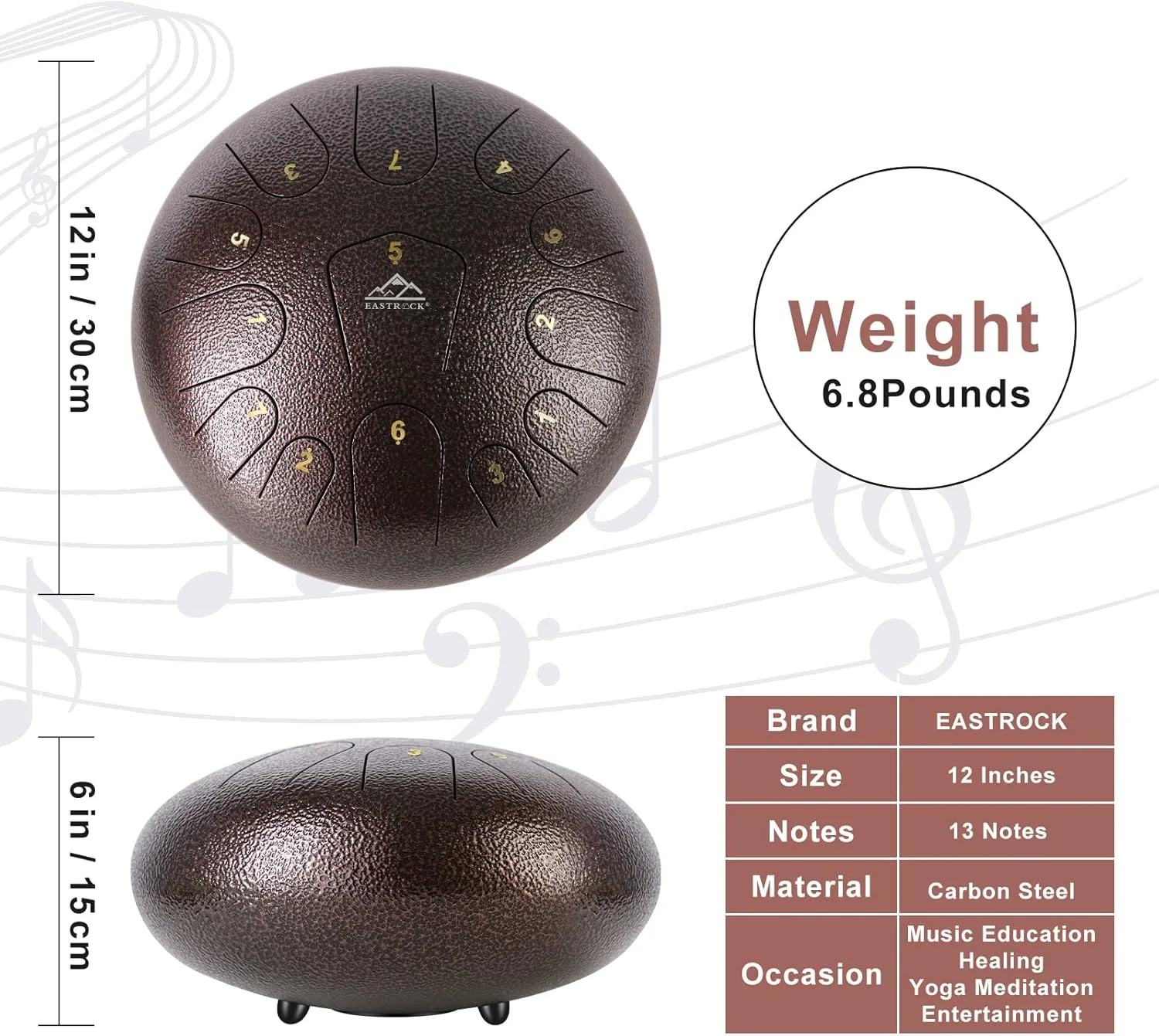 درام زبانی فولادی EASTROCK، 13 نت، 12 اینچ، ساز کوبه ای، درام هندپن کلید C برای مدیتیشن، سرگرمی، کنسرت، یوگا با کیف حمل، چکش ها، کتاب موسیقی (قهوه ای) درام زبانی فولادی EASTROCK، 13 نت، 12 اینچ، ساز کوبه ای، درام هندپن کلید C برای مدیتیشن، سرگرمی، کنسرت، یوگا با کیف حمل، چکش ها، کتاب موسیقی (قهوه ای)