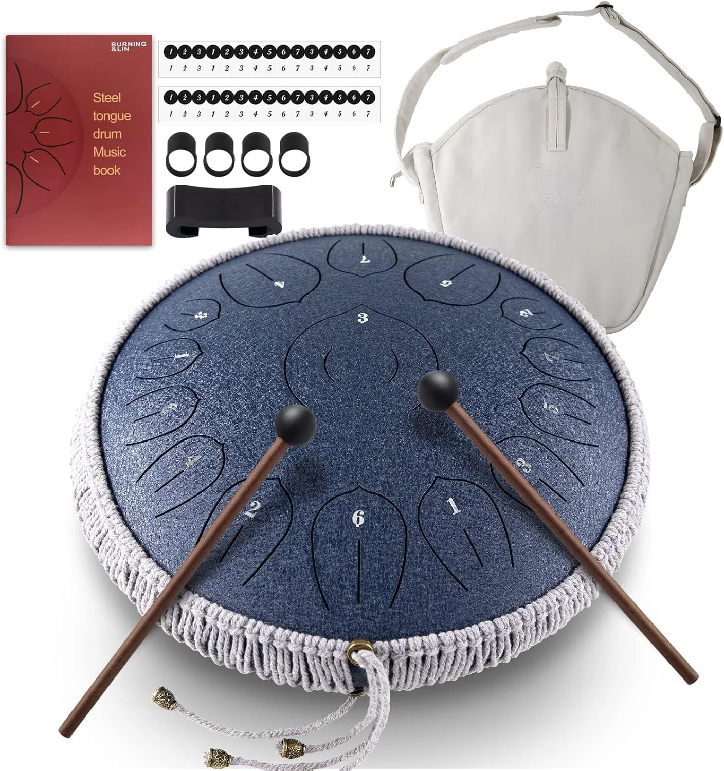 درام زبانی فولادی BURNING&LIN، 15 نت، 14 اینچ، ساز کوبه ای هنگ درام برای مدیتیشن، یوگا، آموزش موسیقی، بهترین هدیه برای بزرگسالان و کودکان