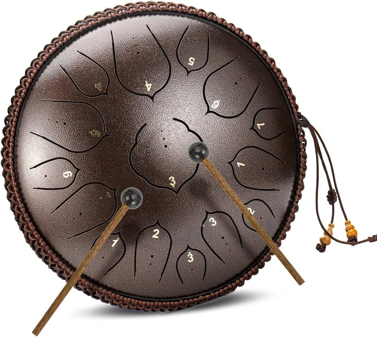 درام زبانی فولادی - ChunFeng 15 نت 35.5 سانتی‌متری - درام‌های فولادی برای بزرگسالان - درام‌های هندپن با کتاب موسیقی، چکش‌های درام زبانی هندپن و کیف حمل، ر مینور (برنزی)