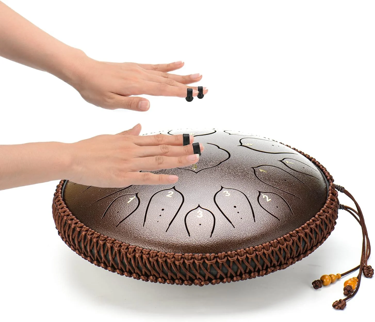 درام زبانی فولادی - ChunFeng 15 نت 35.5 سانتی‌متری - درام‌های فولادی برای بزرگسالان - درام‌های هندپن با کتاب موسیقی، چکش‌های درام زبانی هندپن و کیف حمل، ر مینور (برنزی)