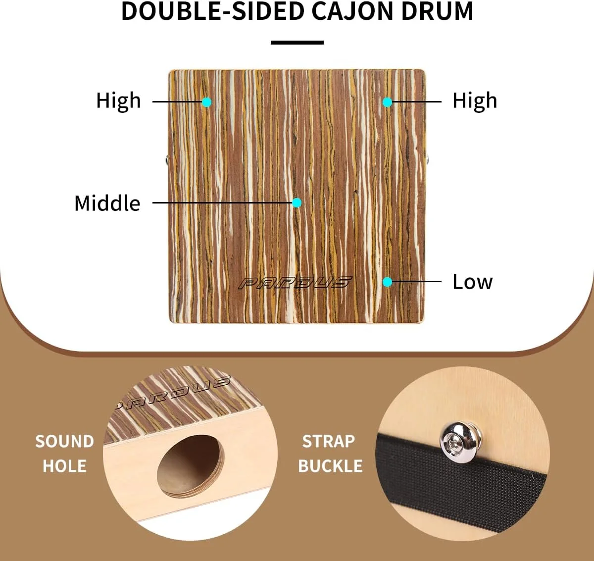 کاخن قابل حمل PARDUS با تسمه های اسنر قابل جابجایی، کاخن مسافرتی با چوب توسکا و تک وود دو طرفه برای صداهای عمیق و واضح، ساز کوبه ای به همراه کیف حمل آکسفورد کاخن قابل حمل PARDUS با تسمه های اسنر قابل جابجایی، کاخن مسافرتی با چوب توسکا و تک وود دو طرفه برای صداهای عمیق و واضح، ساز کوبه ای به همراه کیف حمل آکسفورد