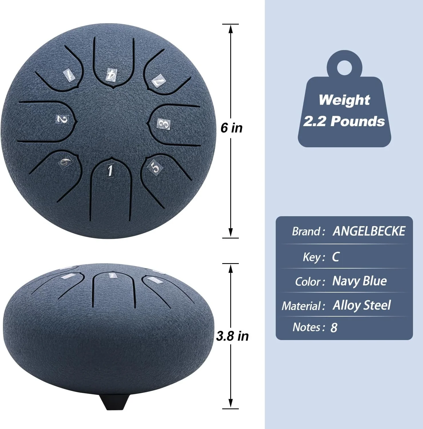درام زبانی فولادی - 6 اینچ 8 نت کلید C سازهای کوبه ای درام هندپن با کتاب موسیقی برای آموزش موسیقی، سرگرمی، مدیتیشن، کنسرت، شفای ذهن، یوگا و ذن (آبی سرمه ای) درام زبانی فولادی - 6 اینچ 8 نت کلید C سازهای کوبه ای درام هندپن با کتاب موسیقی برای آموزش موسیقی، سرگرمی، مدیتیشن، کنسرت، شفای ذهن، یوگا و ذن (آبی سرمه ای)