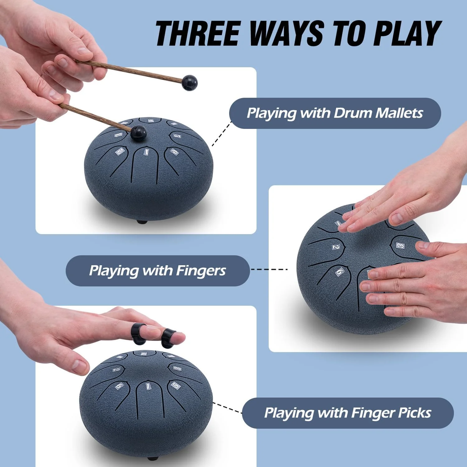 درام زبانی فولادی - 6 اینچ 8 نت کلید C سازهای کوبه ای درام هندپن با کتاب موسیقی برای آموزش موسیقی، سرگرمی، مدیتیشن، کنسرت، شفای ذهن، یوگا و ذن (آبی سرمه ای) درام زبانی فولادی - 6 اینچ 8 نت کلید C سازهای کوبه ای درام هندپن با کتاب موسیقی برای آموزش موسیقی، سرگرمی، مدیتیشن، کنسرت، شفای ذهن، یوگا و ذن (آبی سرمه ای)