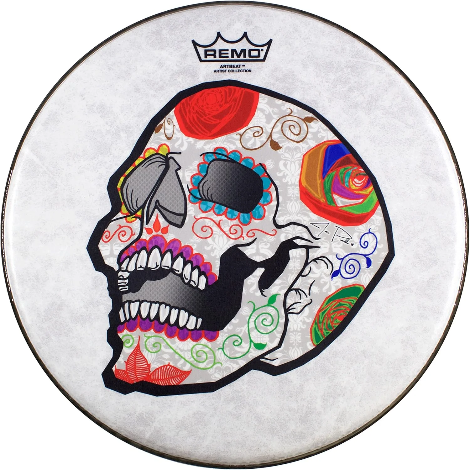 پوست درام Remo ArtBEAT Artist Collection - José Pasillas, Candy Skull