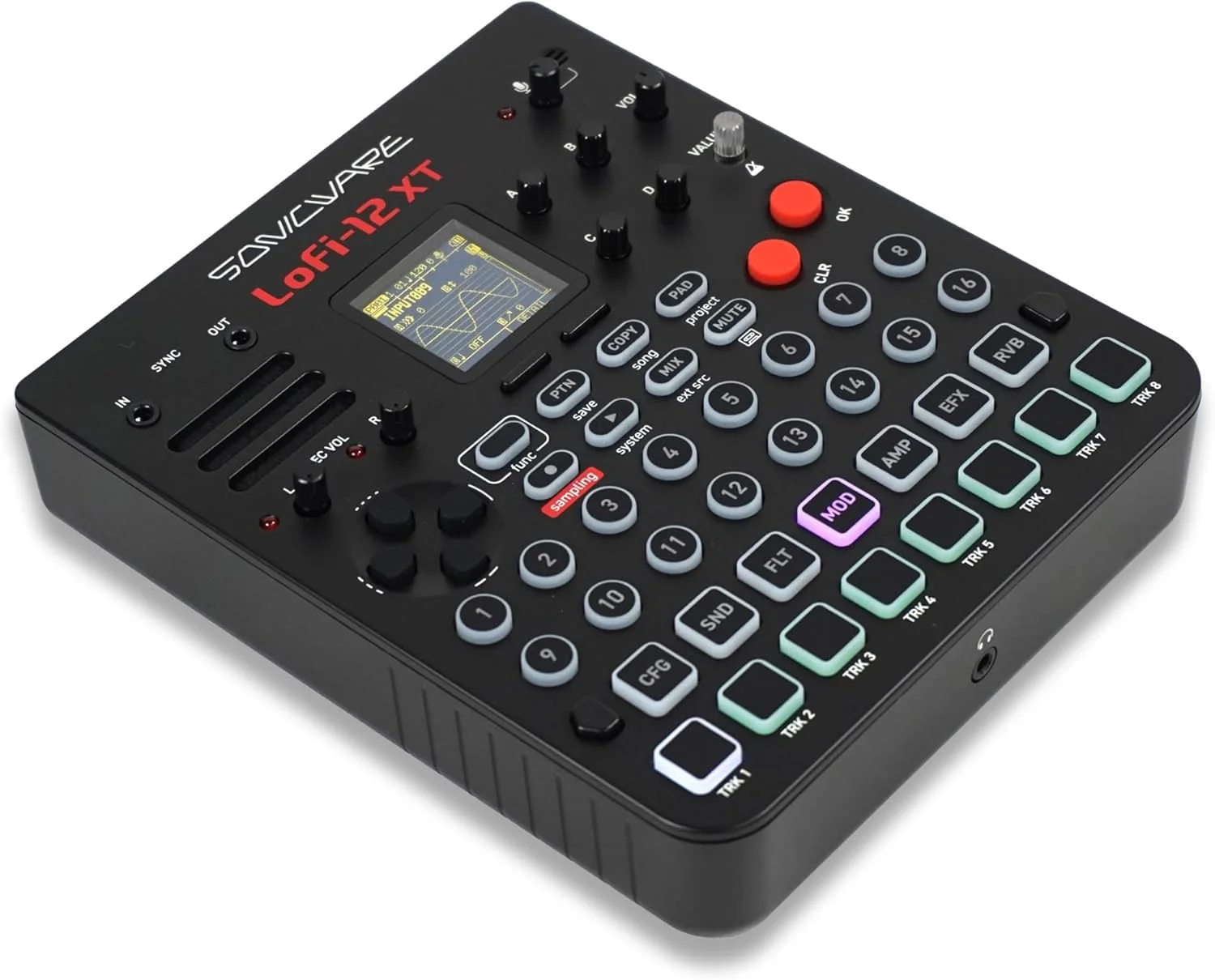 Sonicware Lofi-12 XT [سمپلر دیجیتالی با رزولوشن پایین] ۱۲/۲۴ کیلوهرتز، سمپلینگ صدای دیجیتال اولیه + حالت سمپلر ۱۲ بیتی، جمع و جور/سبک وزن/با باتری