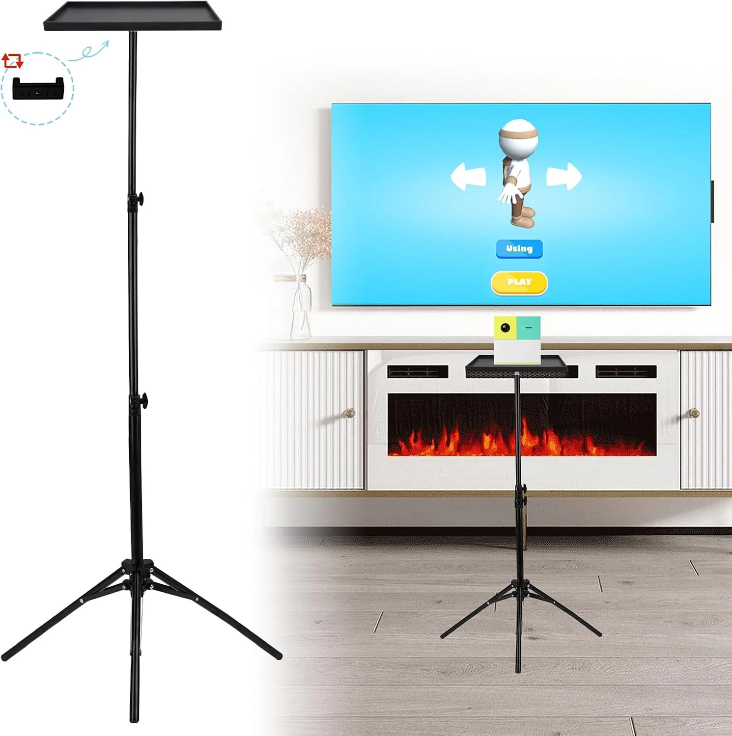 پایه سه پایه برای سیستم بازی Nex Playground، سه پایه پروژکتور، ارتفاع قابل تنظیم سازگار با کنسول Nex Playground، لوازم جانبی برای Nex Playground داخلی و خارجی.