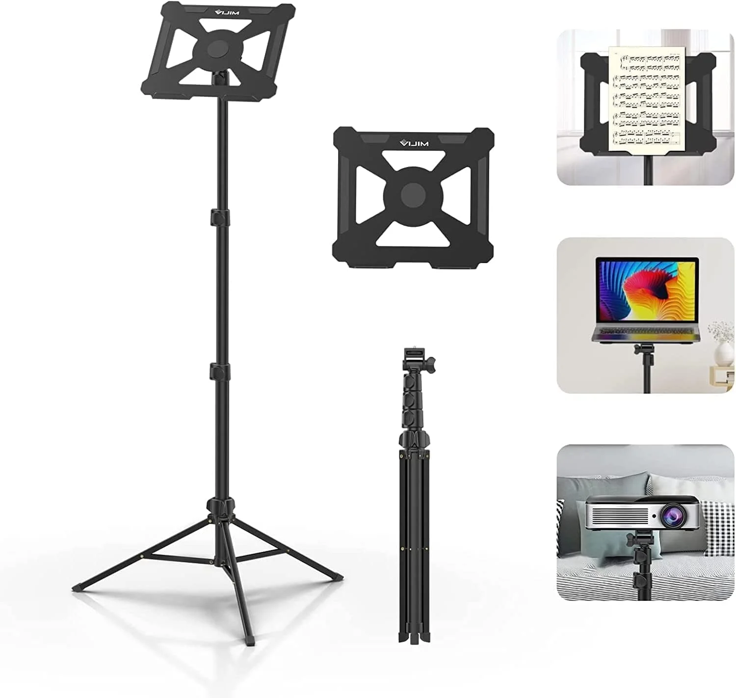 پایه سه پایه پروژکتور ULANZI مدل LT01، پایه سه پایه تاشو لپ تاپ، پایه نت موسیقی چند منظوره DJ، تنظیم افقی 360 درجه، 60 تا 150 سانتی متر برای کامپیوتر، کتاب، نت موسیقی، تجهیزات صوتی و تصویری DJ