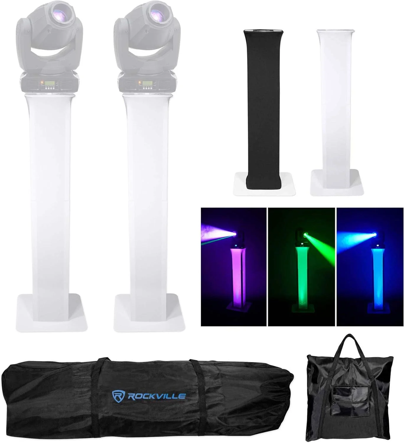 پایه نور متحرک Rockville RTP32W Totem به همراه پارچه های مشکی و سفید و کیف حمل
