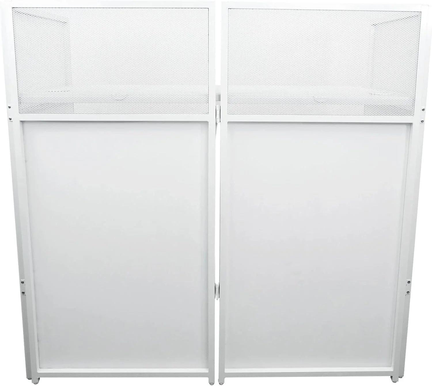 غرفه دی جی Rockville Rockbooth XL سفید 61x122 سانتی متر، میز داخلی، کیف حمل، پارچه های مشکی/سفید، برای دی جی های سیار و متخصصان رویداد