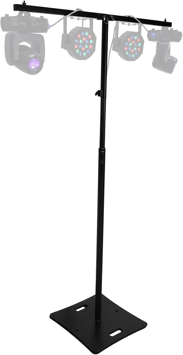 پایه نور/بلندگو/پروژکتور DJ مدل Rockville RLF4 BLACK با ارتفاع 3 متر، پایه T تاشو، سینی پروژکتور قابل تنظیم، سیستم بالشتک هوا، به همراه کیف برای DJ ها و متخصصان مراسم