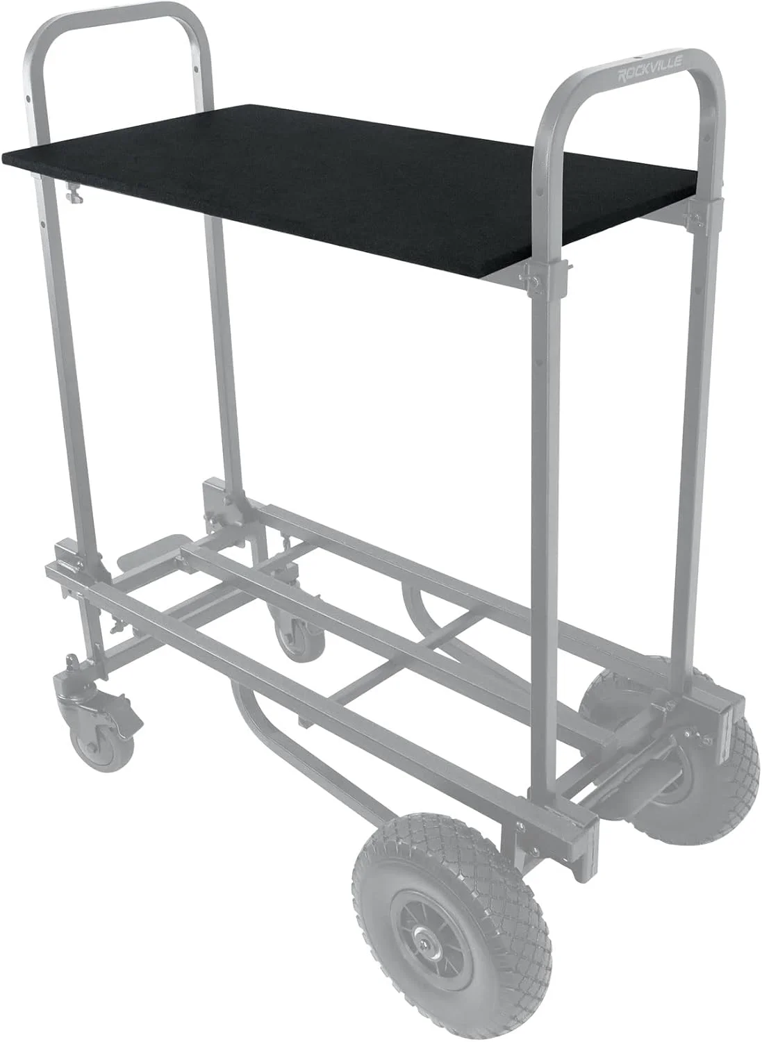 صفحه/میز چوبی الحاقی راکویل CART-SHELF برای چرخ دستی Rock Cart Pro، طراحی دو تکه چوبی، بست های محکم، روکش موکتی، برای دی جی ها و نوازندگان
