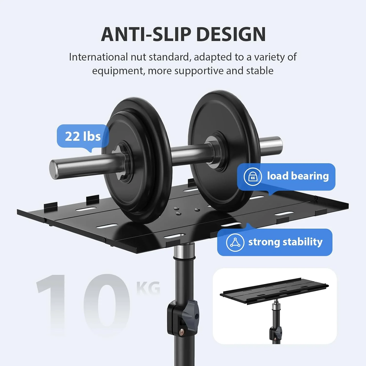 پایه سه پایه پروژکتور، پایه سه پایه لپ تاپ، پایه نگهدارنده پروژکتور تاشو قابل حمل، ارتفاع قابل تنظیم از 45 تا 115 سانتی متر، با صفحه تاشو، ظرفیت 10 کیلوگرم، برای فیلم های فضای باز، خانه، دفتر