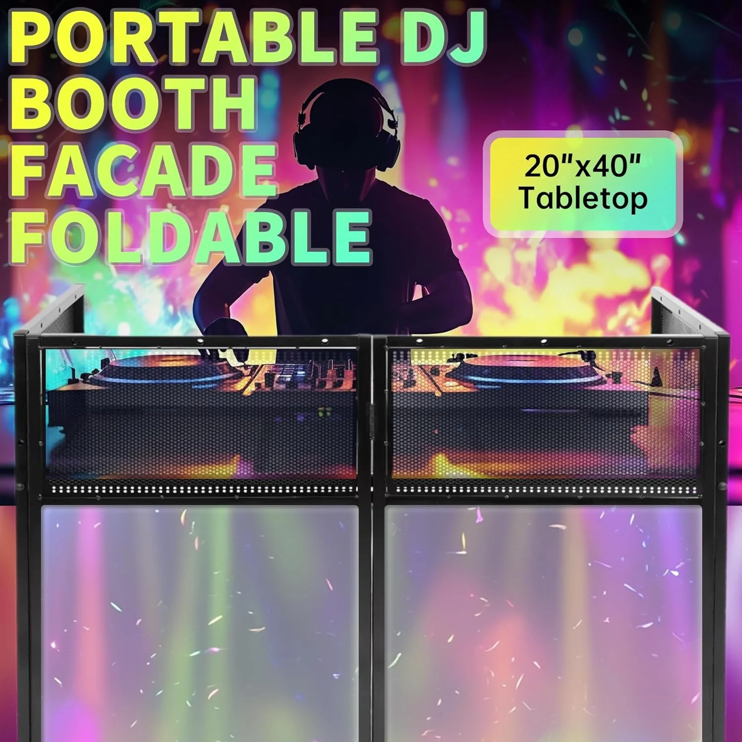 میز DJ تاشو قابل حمل HECASA با ابعاد 50 در 100 سانتی متر به همراه پارچه های مشکی و سفید و کیف حمل، میز DJ با فریم فلزی مناسب برای مهمانی، نمایش و دورهمی
