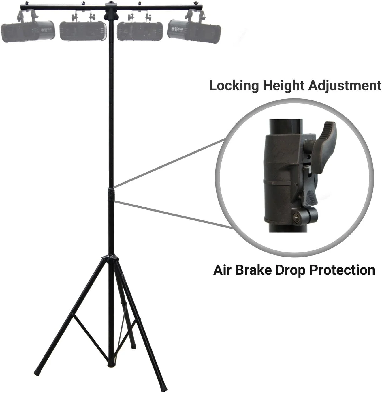 پایه نورپردازی هارمونی آدیو HA-TBARA Pro Audio DJ به همراه میله T و سیستم ترمز هوایی پایه نورپردازی هارمونی آدیو HA-TBARA Pro Audio DJ به همراه میله T و سیستم ترمز هوایی