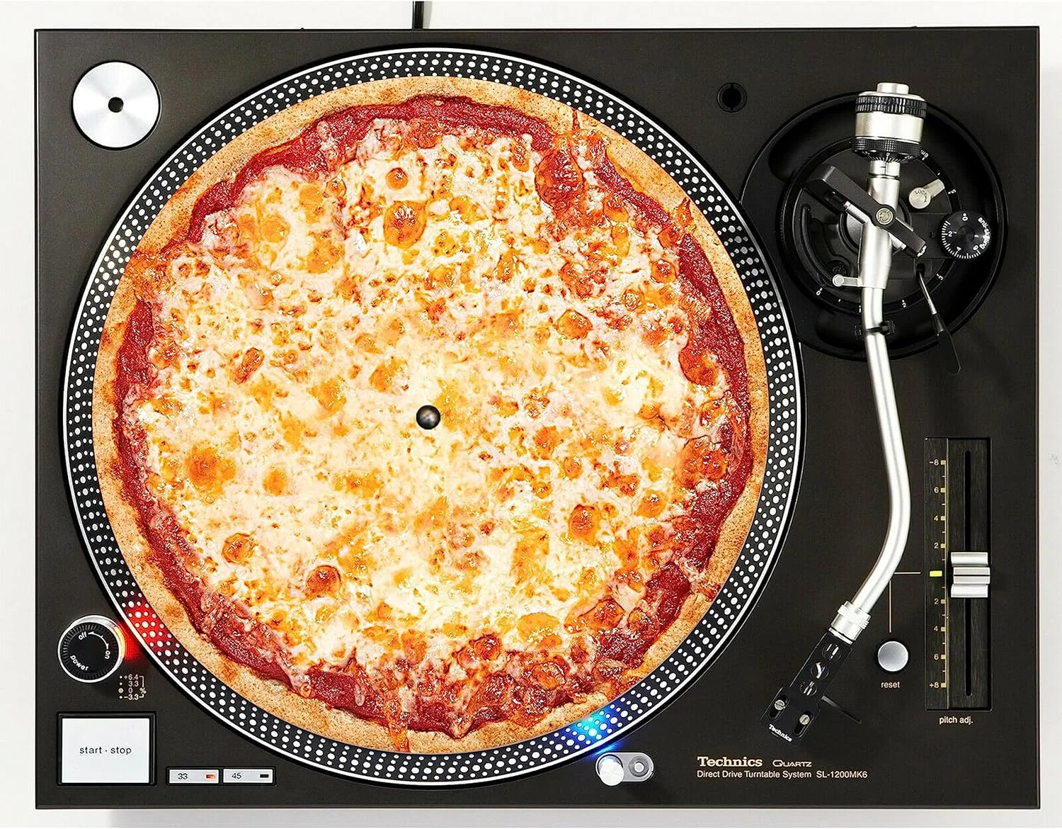 پد لغزنده گرامافون طرح DJ Pizza #3، مناسب برای گرامافون های 12 اینچی
