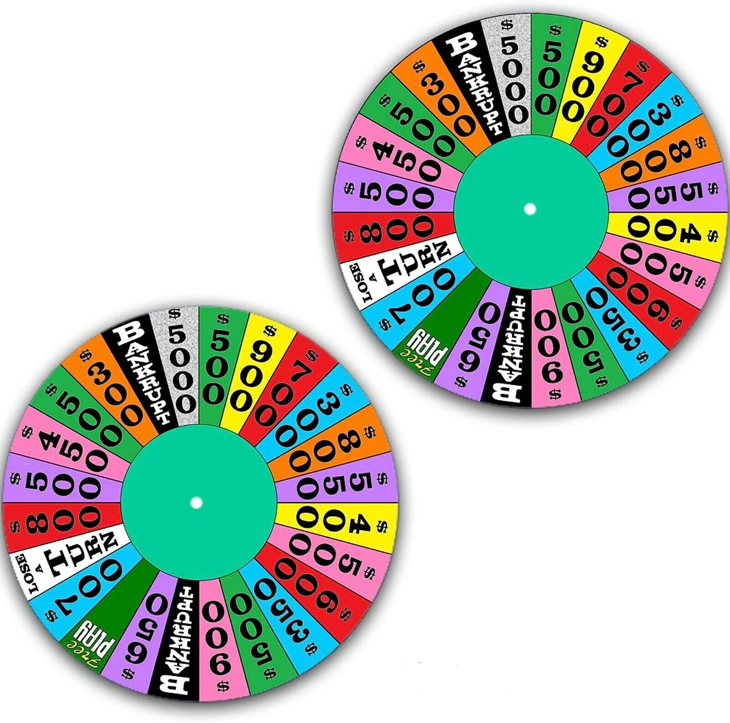 یک جفت پد لغزنده صفحه گرامافون طرح DJ Game Show #1 Fortune Wheel Scratch Pads 1200 Vinyl Memorabilia، مناسب صفحه گرامافون 12 اینچی