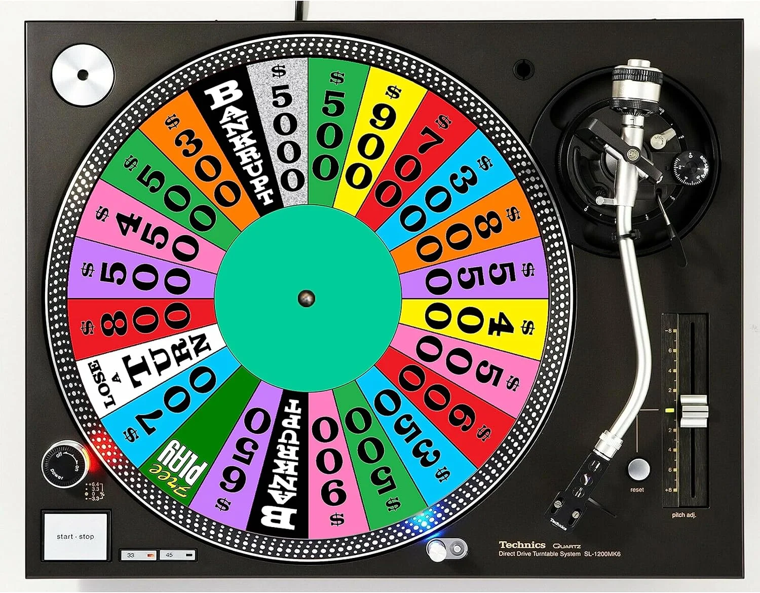 پد لغزنده گرامافون 12 اینچی برای دی‌جی، مدل Fortune Wheel Scratch Pad، مناسب برای صفحات گرامافون