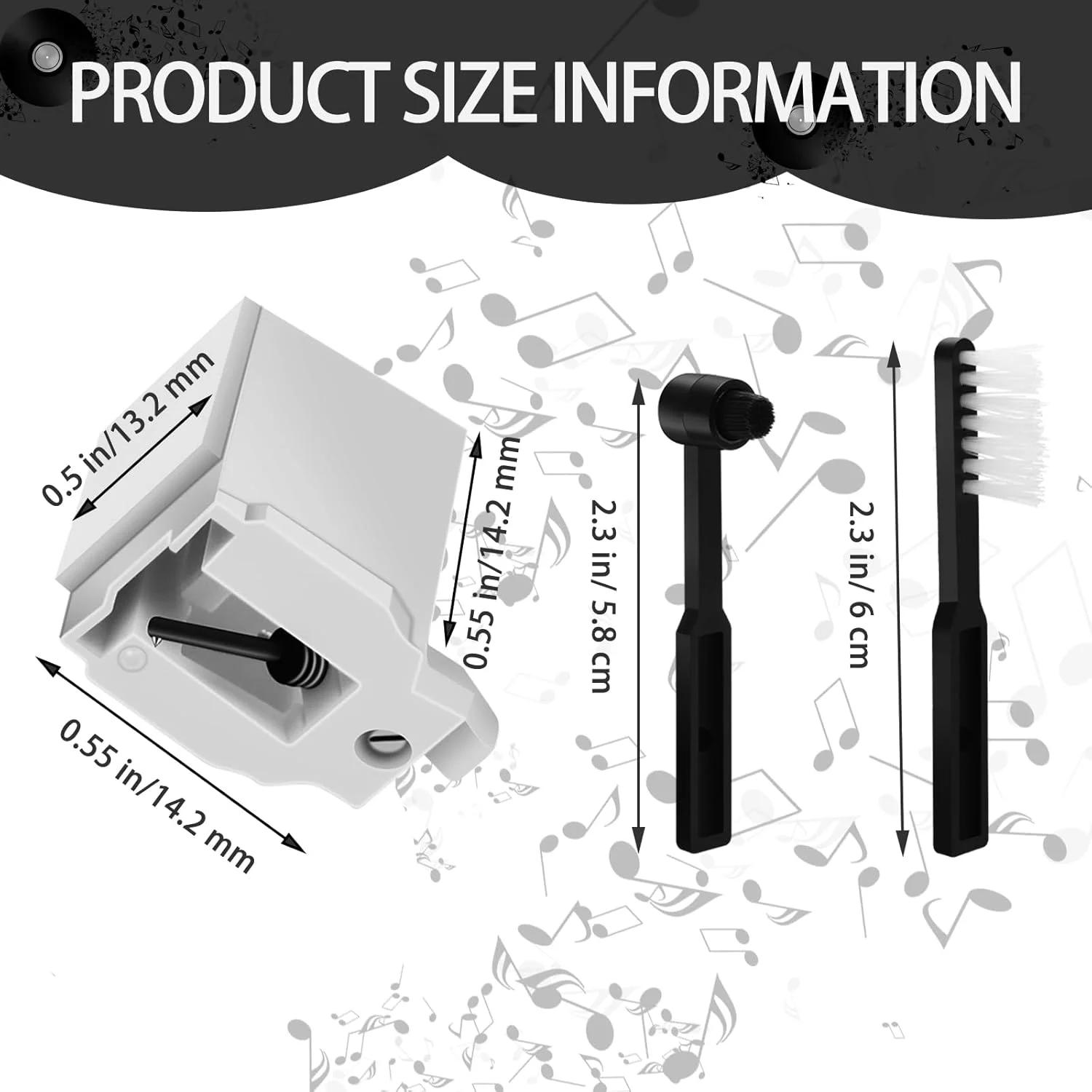 سوزن گرامافون جایگزین بسته 2+2 عددی برای ATN3600L، قلم سوزنی گرامافون Windspeed سازگار با Audio-Technica AT-LP60X, AT-LP60XBT و گرامافون وینیل AT-LP60XBT-USB به همراه 2 برس