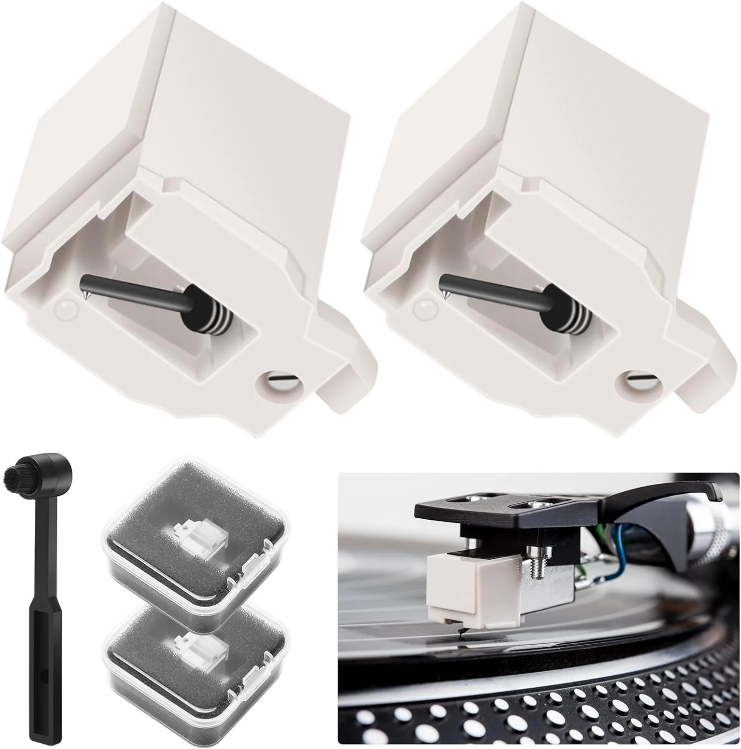 بسته 2 عددی سوزن جایگزین برای گرامافون ATN3600L، سوزن گرامافون سازگار با Audio-Technica AT-LP60X، AT-LP60XBT و AT-LP60XBT-USB، سوزن الماسه گرامافون