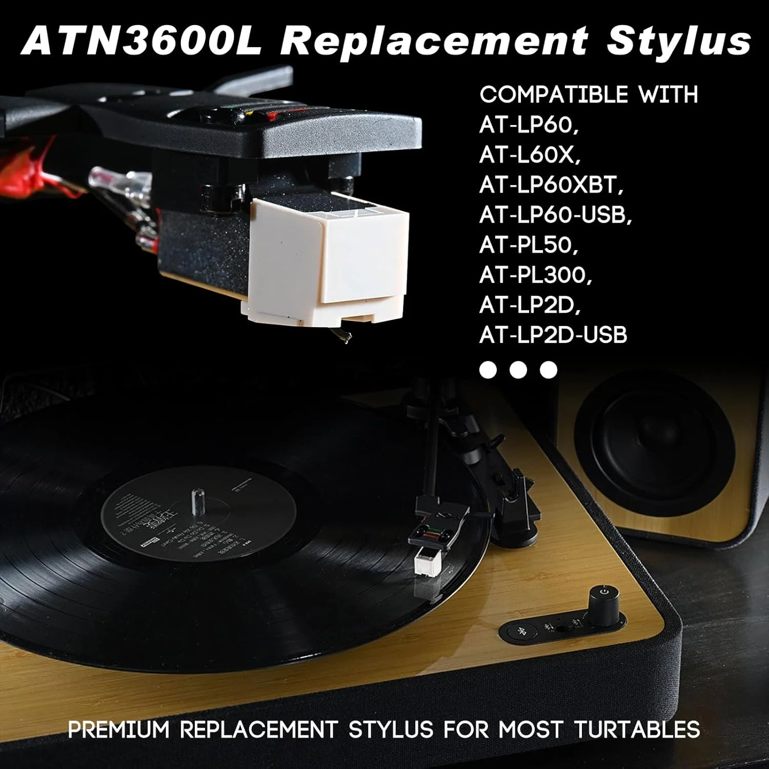 مجموعه 3 عددی سوزن گرامافون الماسه مدل ATN3600L، استایلوس جایگزین سازگار با Audio-Technica AT-LP60X, AT-LP60XBT, AT-LP60XBT-USB, ATN91, ATN90