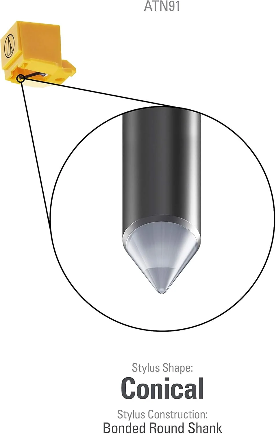 سوزن گرامافون Audio-Technica ATN91 جایگزین مخروطی برای AT91 سوزن گرامافون Audio-Technica ATN91 جایگزین مخروطی برای AT91