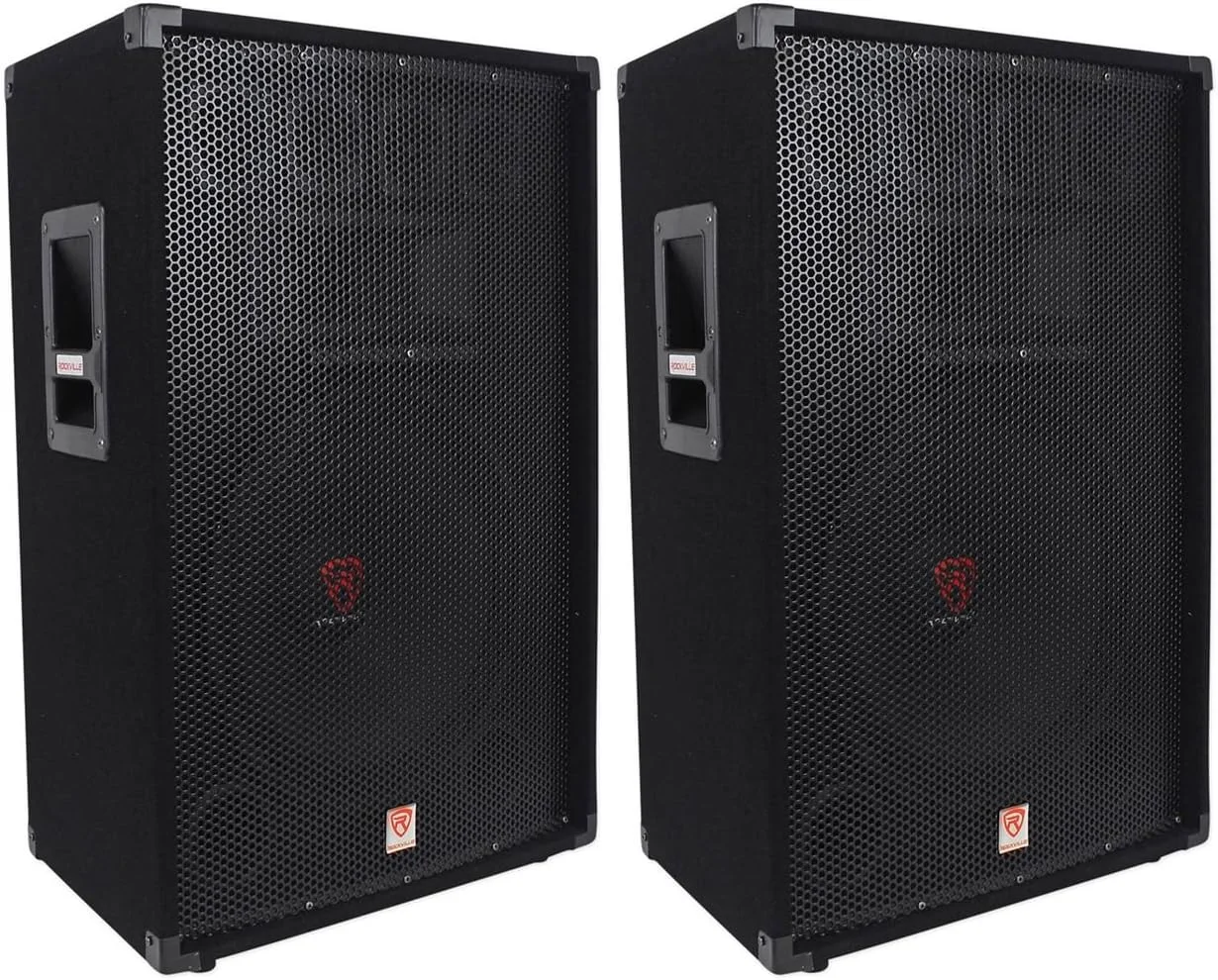 جفت باند پسیو DJ/PA سه راهه 15 اینچی Rockville RSG15 با توان پیک 1500 وات / توان RMS 750 وات، ورودی های SpeakON و 1/4 اینچی، قابلیت نصب روی پایه، 2 عددی