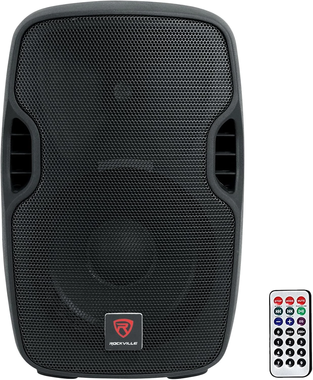 اسپیکر PA/DJ اکتیو 10 اینچی Rockville BPA10 با توان پیک 400 وات، بلوتوث، پخش کننده USB/SD، رادیو FM، ورودی های XLR/RCA/1/4 اینچ/Aux، ریموت کنترل، قابلیت نصب آویز و پایه - مناسب برای دی جی ها، نوازندگان و مراسم