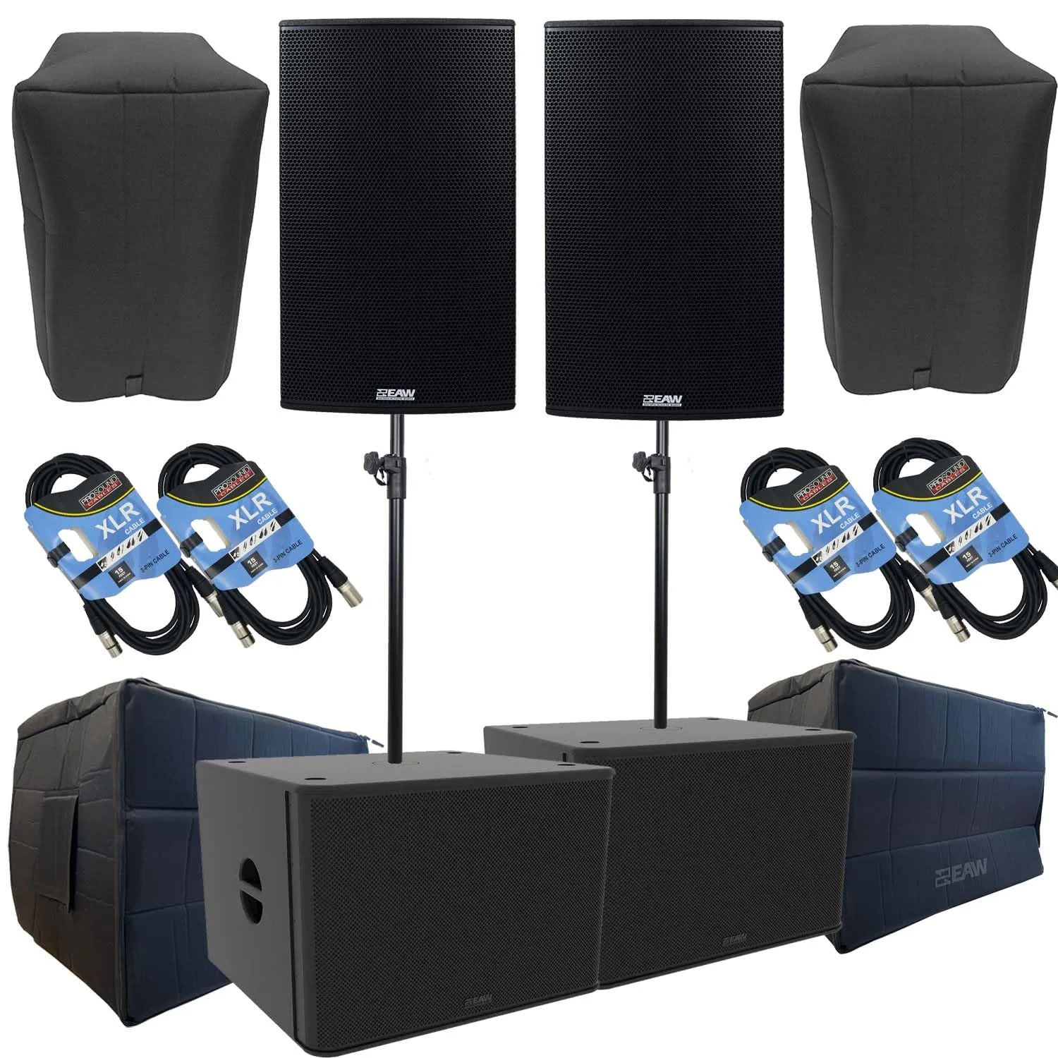 یک جفت بلندگوی اکتیو ۱۵ اینچی ۱۵۰۰ واتی EAW RS151، یک جفت ساب ووفر EAW RS118، یک جفت کاور EAW برای بلندگو، یک جفت کاور EAW برای ساب ووفر، یک جفت میله اتصال بلندگو، یک بسته چهارتایی کابل XLR