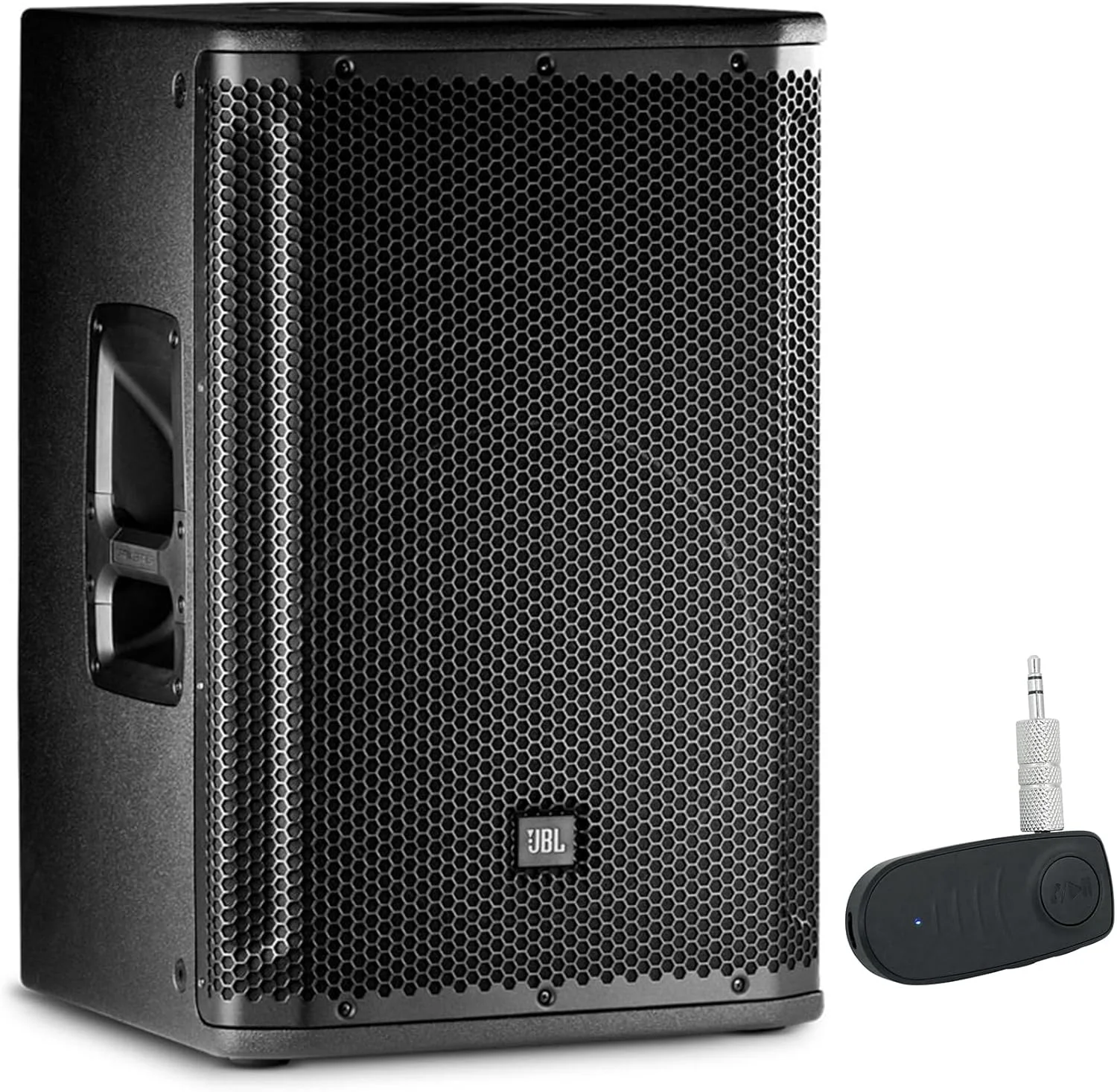 مجموعه Audiosavings: بلندگوی مانیتور PA دو طرفه JBL SRX812P 12 اینچی 2000 واتی به همراه DSP/Bluetooth به همراه آداپتور بلوتوثی قابل شارژ Rockville A2BT برای استفاده در خودرو/خانه/صوتی حرفه ای (2 قطعه)