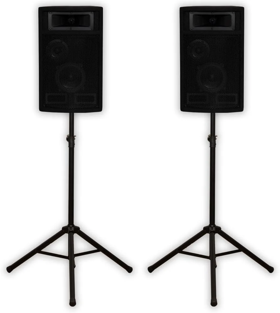یک جفت بلندگوی پسیو 3-Way آکوستیک آدیو PA-500X با توان 800 وات به همراه پایه، مناسب DJ و سیستم صوتی