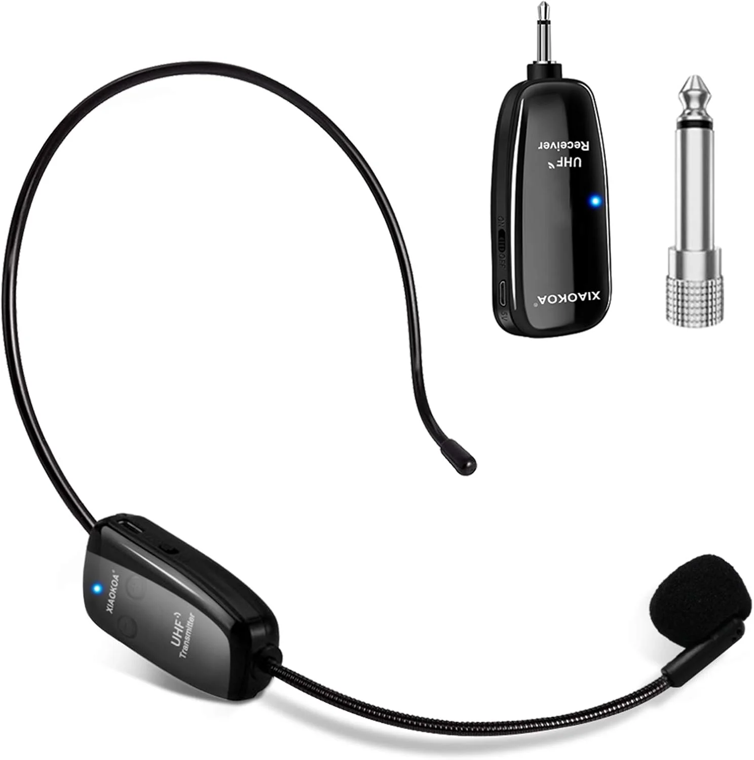 میکروفون بی‌سیم هدست، میکروفون بی‌سیم UHF هدست و دستی 2 در 1، برد 50 متری برای تقویت کننده صدا، بلندگوهای استیج، معلم، راهنمای تور، مربی تناسب اندام (از تلفن/مک/لپ تاپ پشتیبانی نمی کند)