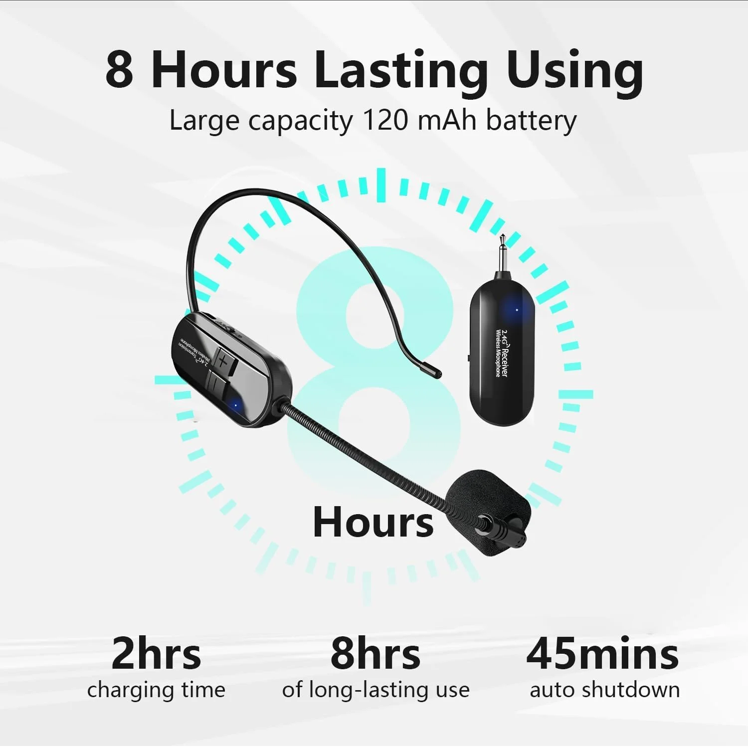 سیستم میکروفون بی سیم هدست، میکروفون هدست بی سیم 2.4G و میکروفون دستی 2 در 1، صدای ریورب سه بعدی استیج، برد 50 متری، میکروفون هدست برای آواز خواندن، سخنرانی، معلم، آمپلی فایر، سیستم PA