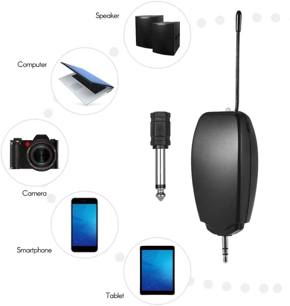 هدست میکروفون بی‌سیم 30 متری UHF برای آمپلی فایر صدا، بلندگوهای استیج، معلمان، راهنمای تور Zeenyi