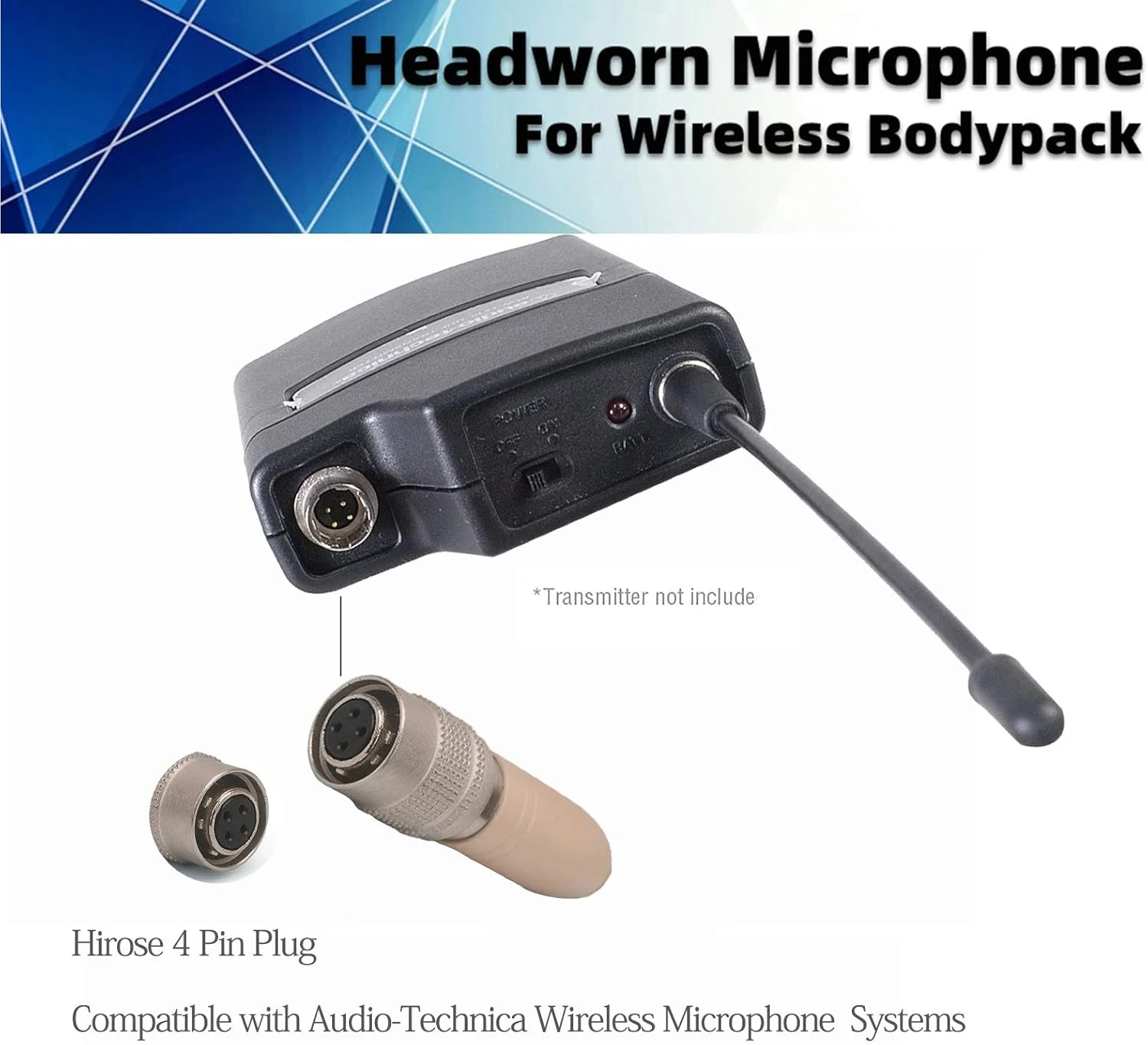 میکروفون هدست تک گوشی خازنی آویزان سازگار با سیستم بی سیم Audio-Technica، ایده آل برای آواز، کلیساها، استیج - بژ