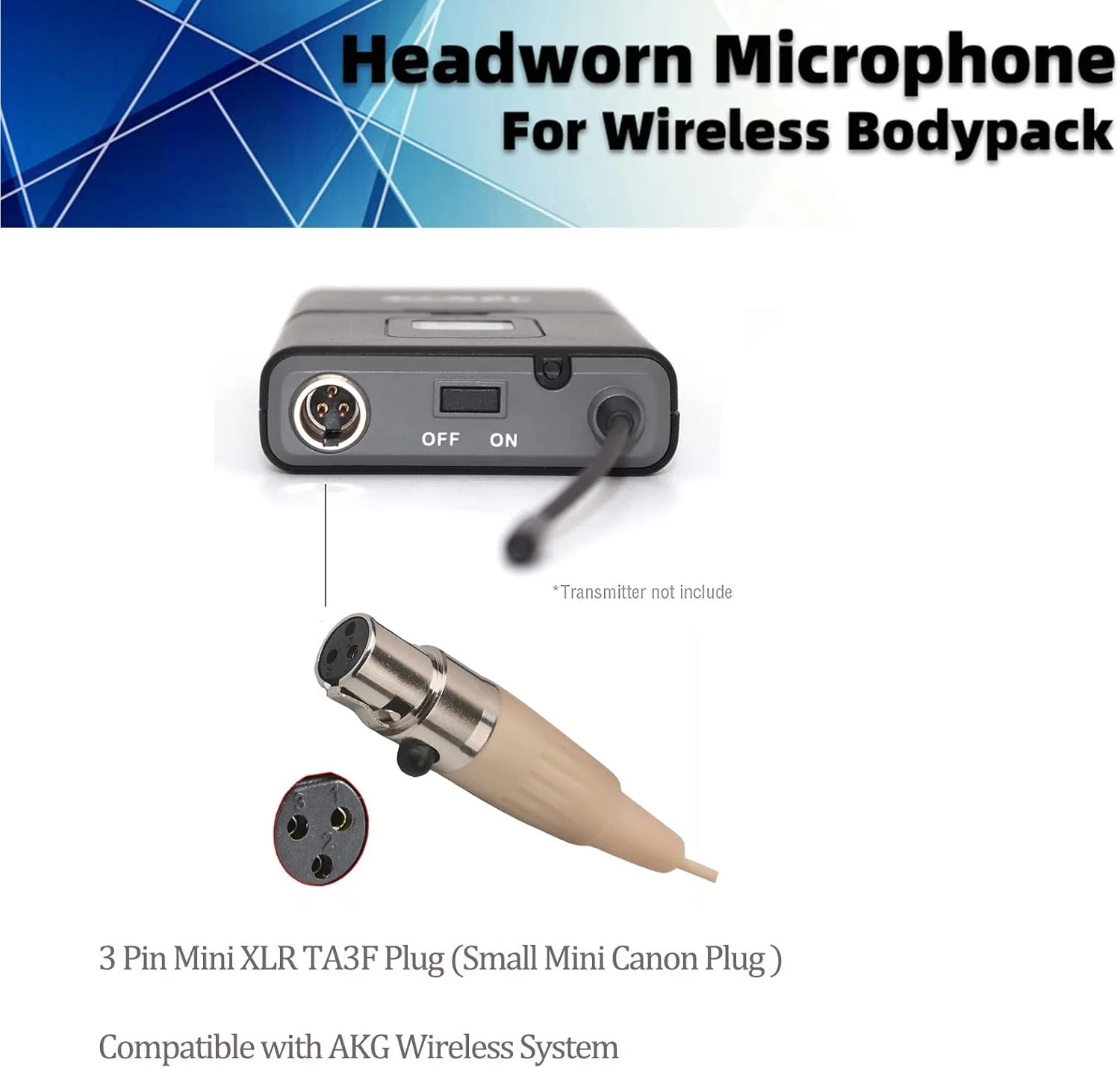 میکروفون هدست تک گوشی آویز خازنی برای سیستم بی سیم AKG، ایده آل برای آواز، کلیساها، اجرای صحنه - بژ