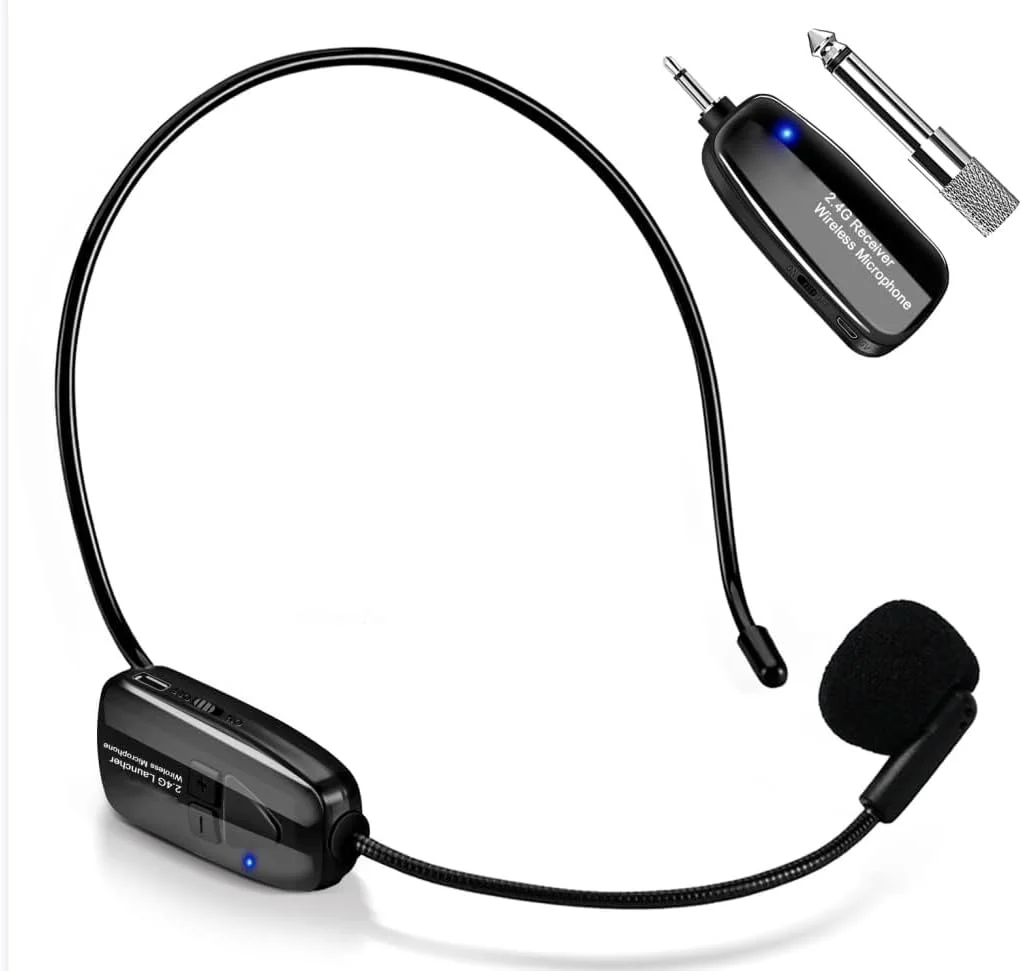 هدست میکروفون بی سیم 2.4G NALACAL، انتقال پایدار 50 متری، میکروفون دوگانه سازگار با سیستم های PA