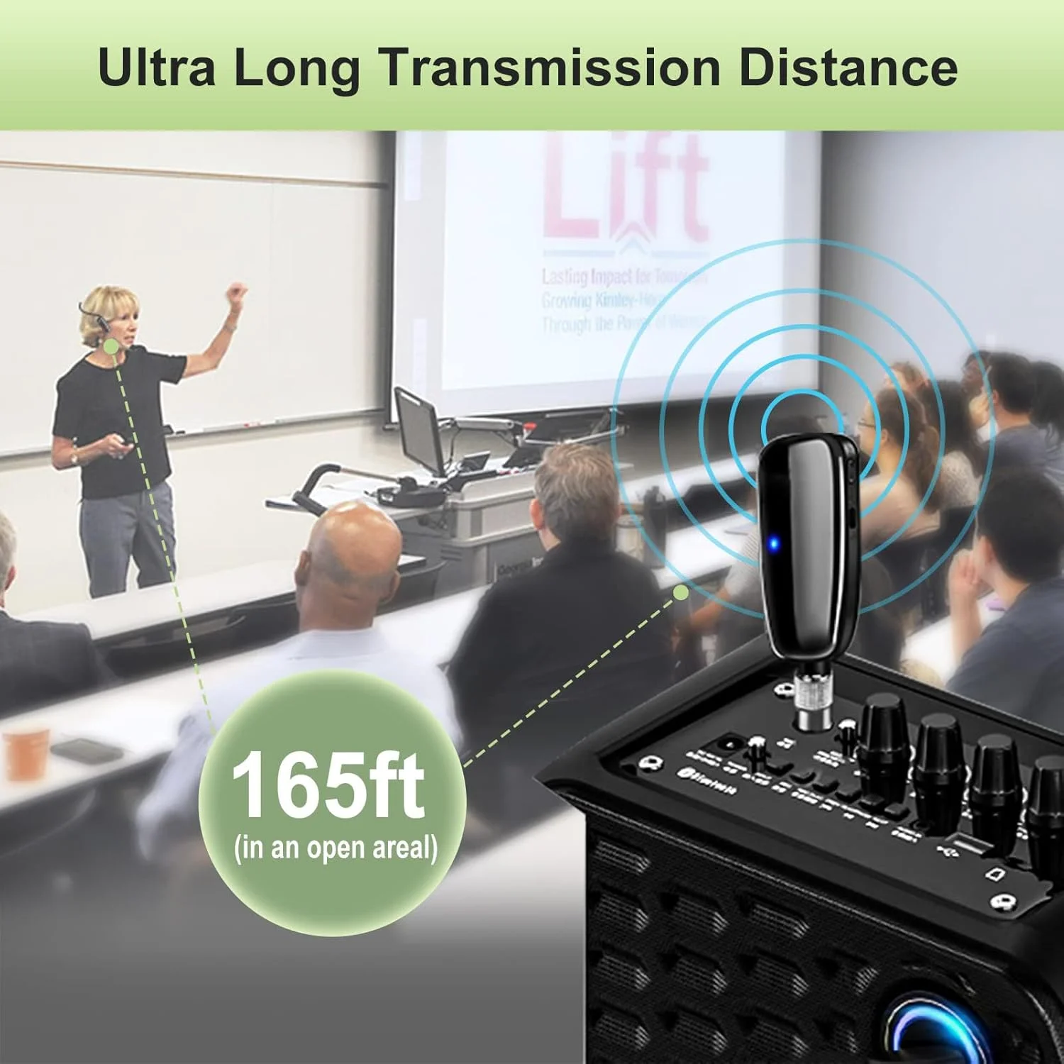 سیستم میکروفون بی‌سیم یقه ای UHF NALACAL، دوگانه، با برد 50 متر، ایده آل برای تقویت کننده های صدا، سیستم های PA، کلاس های ورزشی و مراسم کلیسا