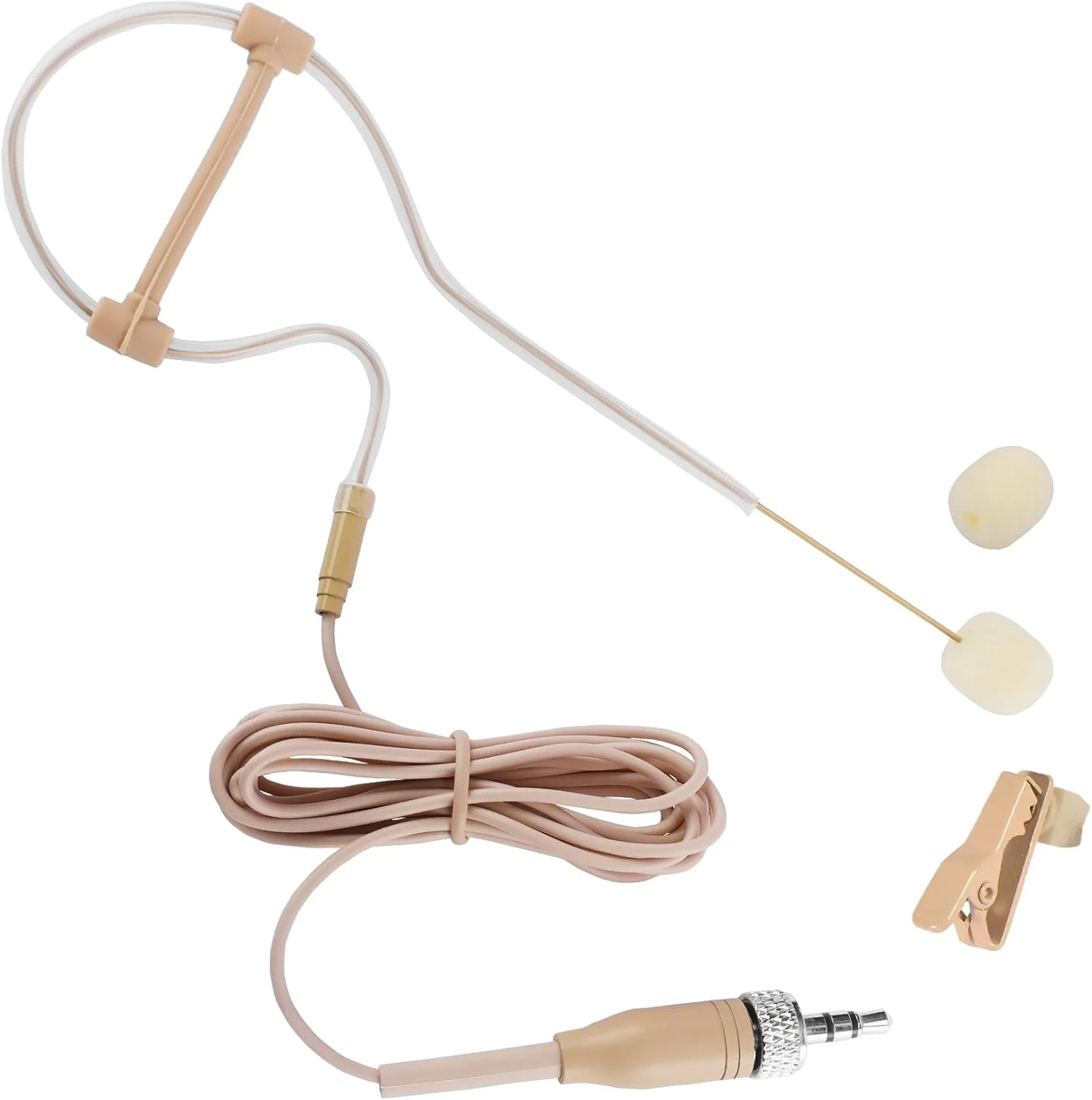 میکروفون هدست تک گوشی مخفی سازگار با فرستنده های بی سیم Sennheiser، میکروفون کندانسور همه جهته با محافظ باد، ایده آل برای سخنرانی ها و آواز خواندن، پلاگین قفل شونده 3.5 میلی متری