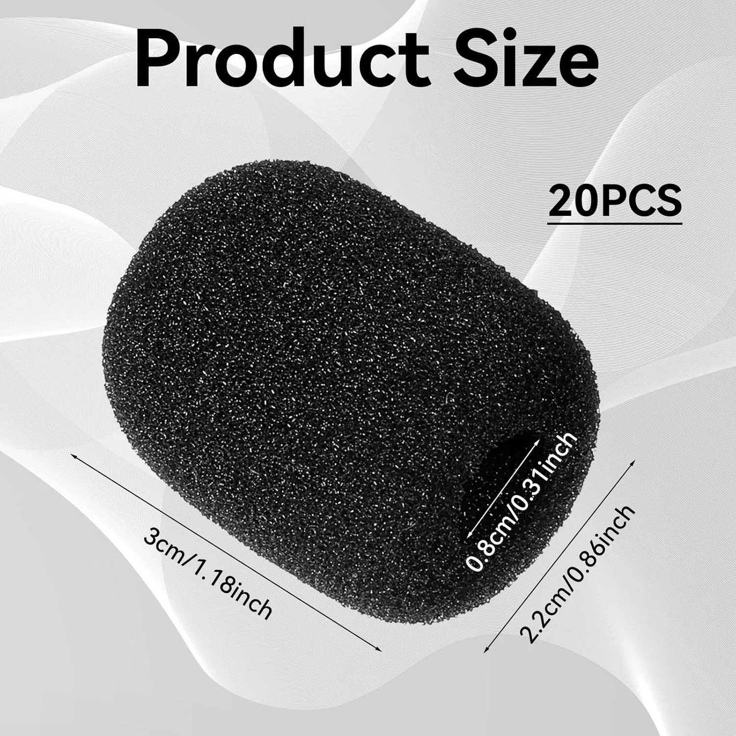 بسته 20 عددی روکش میکروفون شیشه جلو، روکش میکروفون یقه ای مشکی، روکش فوم میکروفون کوچک برای جلسات و اجرای صحنه