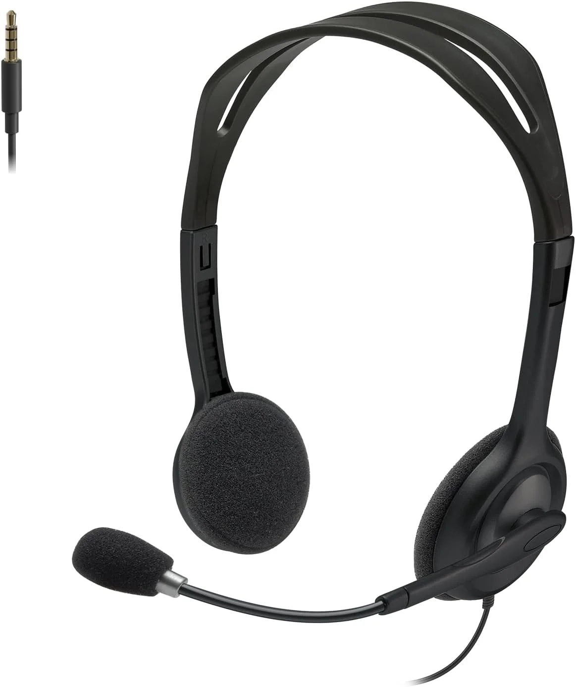 هدست سیمی لاجیتک H111، هدفون استریو با میکروفون حذف نویز، جک صوتی 3.5 میلی متری، PC/Mac/لپ تاپ/تلفن هوشمند/تبلت - مشکی