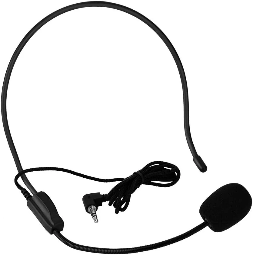 هدفون هدبندی با میکروفون، میکروفون مینی قابل حمل 3.5 میلی متری برای بلندگو تقویت کننده صدا، برای کنفرانس/استیج/تدریس/راهنما/گردشگری و غیره